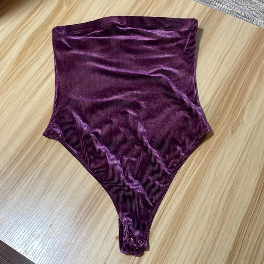 purple velvet body suit from Forever21